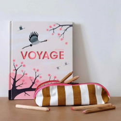 Trousse Gaston | Rayures ecru/caramel