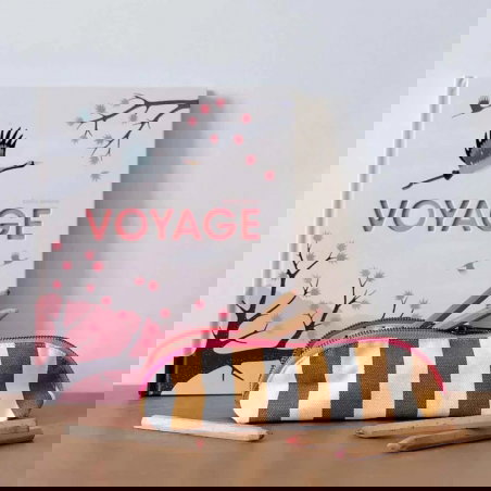 Trousse Gaston | Rayures ecru/caramel - Rose in April