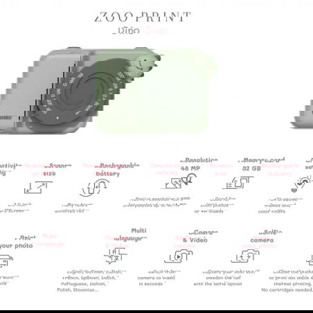 Appareil photo instantané Zoo Print | Dino vert - The Zoofamily