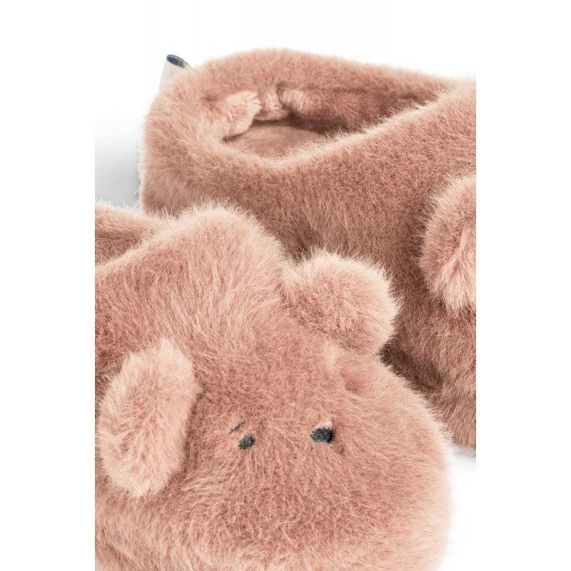 Chaussons peluche ours | Rose