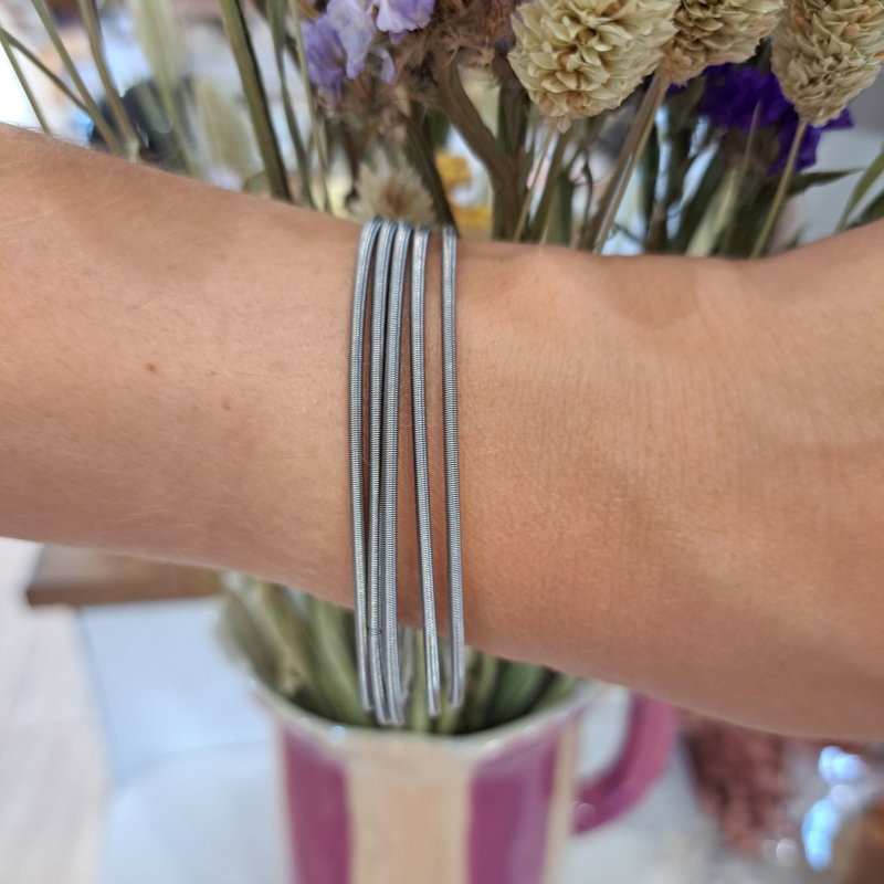 Lot de 5 bracelets ressort | Acier argenté