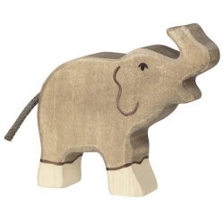 Petit éléphant trompe haute en bois