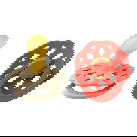 2 Tétines Bibs rondes Bohème | Vanille et rouge - Bibs