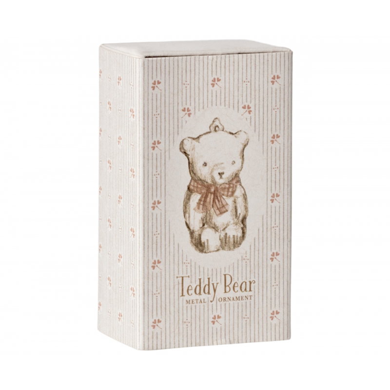 Ornement ours Teddy | Blanc cassé et rose