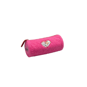 Trousse Scolaire Diddl En Peluche Rose - 20x10x6cm, Zip, 2 Poches (dont Une Filet) - Idéale école, Cadeau