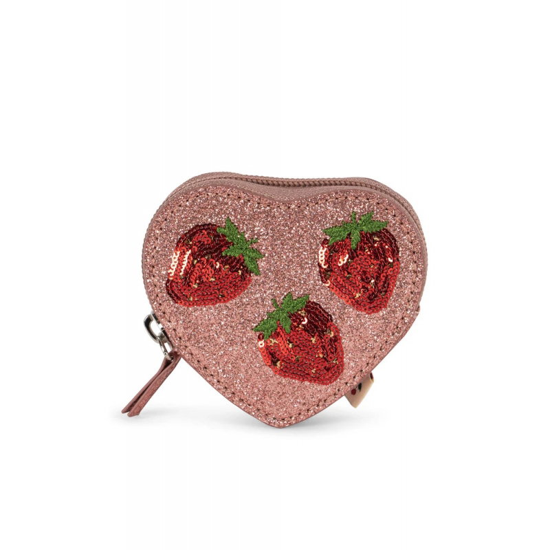 Porte-Monnaie Femme Cuir Souple Fraise Mignonne – Mini Porte-Monnaie Portable Avec Fermeture Éclair & Porte-Clés – Idéal Cadeau