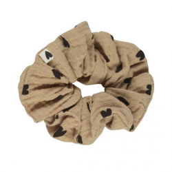 Chouchou | Gaze beige coeurs noir