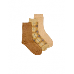 3 Paires de chaussettes | Tartan et paillettes dorées