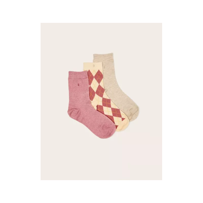 3 Paires de chaussettes | Fantaisie losanges et paillettes