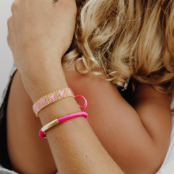 Bracelet perle coeur | Rose et or