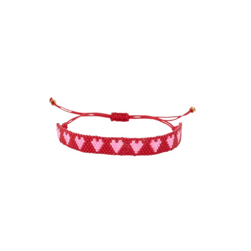 Bracelet perle coeur| Rose et rouge