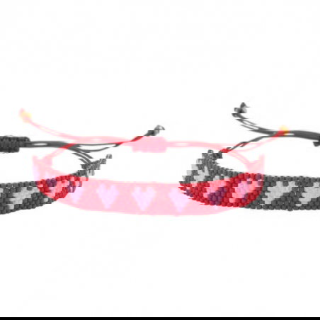 Bracelet perle coeur| Rose et rouge