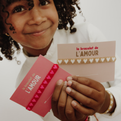 Bracelet perle coeur | Rose et rouge