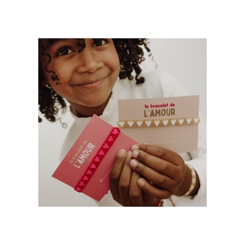 Bracelet perle coeur| Rose et rouge