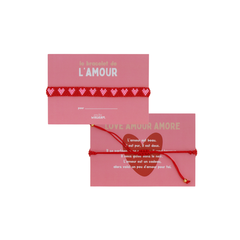 Bracelet perle coeur| Rose et rouge