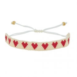 Bracelet perle coeur| Rouge et blanc