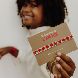 Bracelet perle coeur| Rouge et or