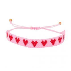 Bracelet perle coeur| Rouge et rose