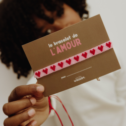 Bracelet perle coeur| Rouge et rose