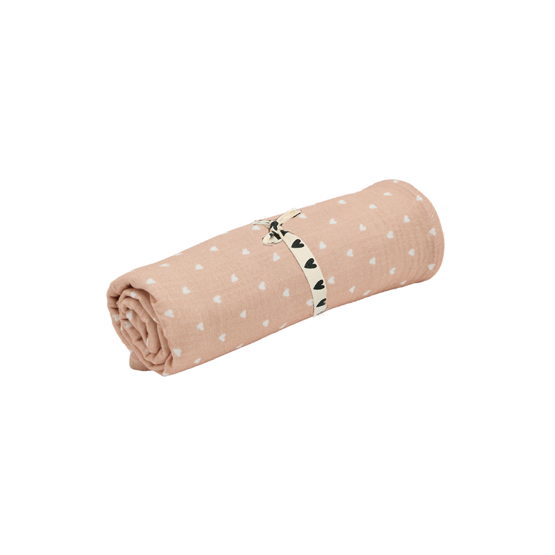 Grand lange - foulard 105 cm | Beige petits coeurs