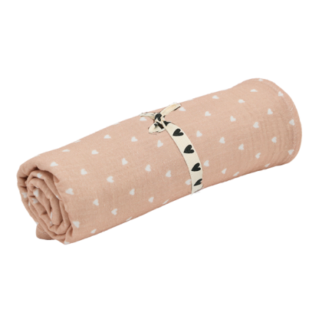 Grand lange - foulard 105 cm | Beige petits coeurs - Atelier wagram