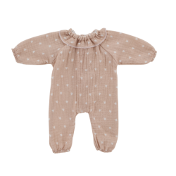 Tenue poupée avec col| Beige petits coeurs