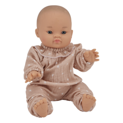 Tenue poupée avec col| Beige petits coeurs