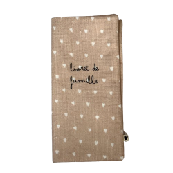 Protège livret de famille | Beige petits coeurs