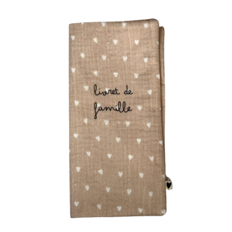 Protège livret de famille | Beige petits coeurs - Atelier wagram