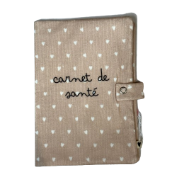 Porte passeport | Beige petits coeurs