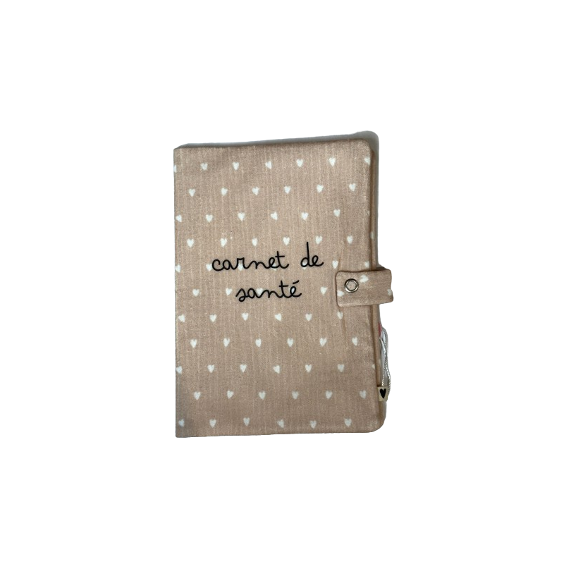 Porte passeport | Beige petits coeurs