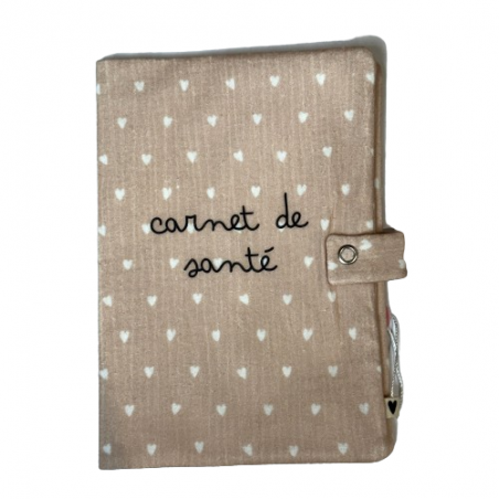 Porte passeport | Beige petits coeurs - Atelier wagram