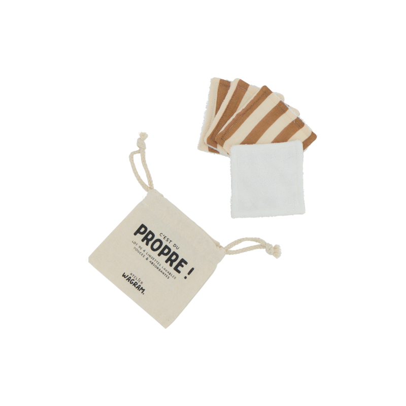 4 lingettes coton | Rayures larges