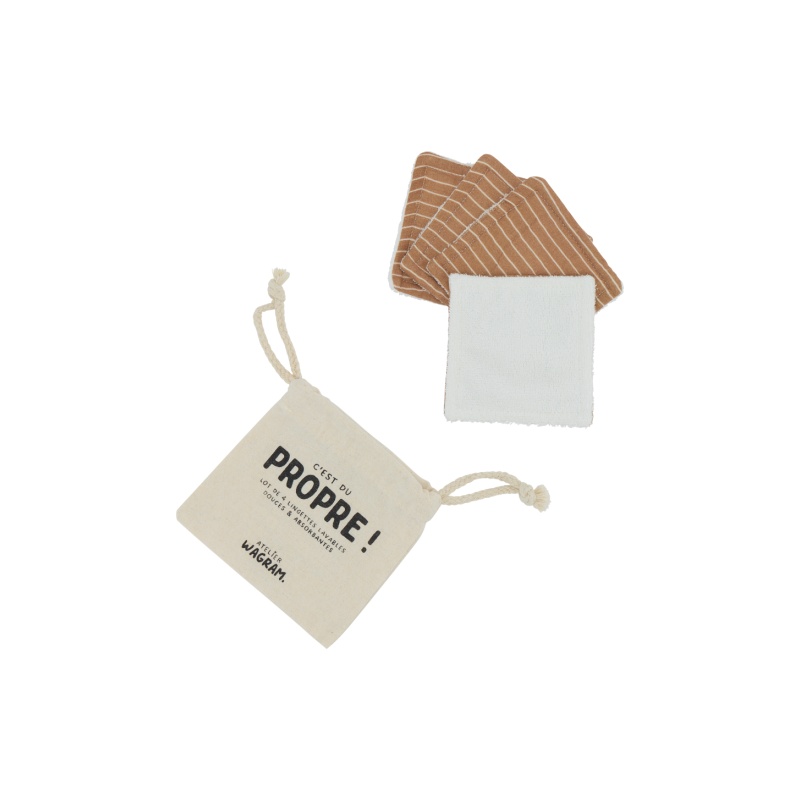 4 lingettes coton | Rayures fines