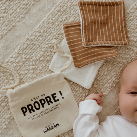 4 lingettes coton | Rayures fines - Atelier wagram