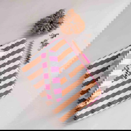 Pochette PC Octave | Rayures Caramel - Rose in April