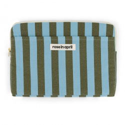 Pochette PC Octave | Rayures Olive/Bleu