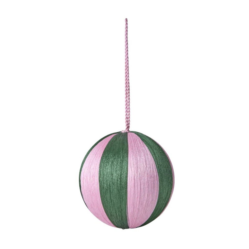 Boule de Noël | Rayures rose et vert