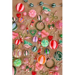 Boule de Noël | Rayures rose et vert