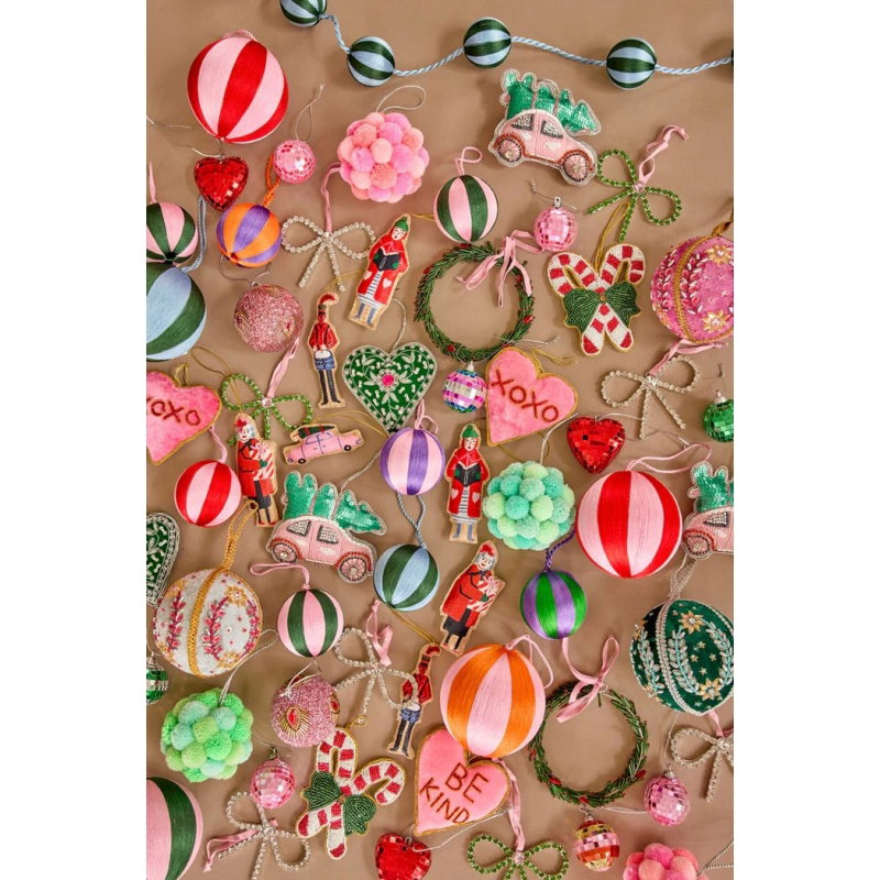 Boule de Noël | Rayures rose et vert