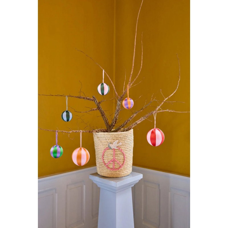 Boule de Noël | Rayures rose et orange