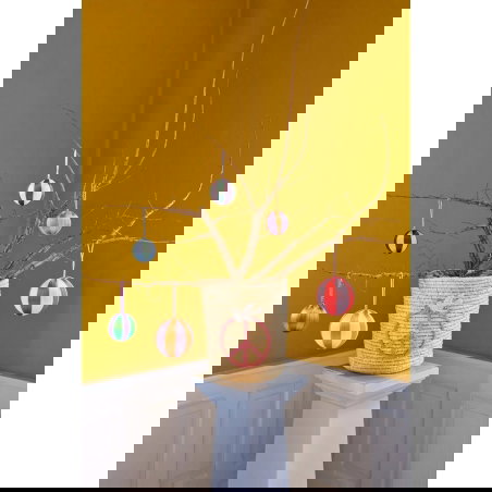 Boule de Noël | Rayures rose et orange - Rice