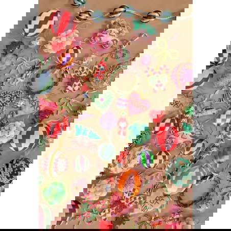 Boule de Noël | Rayures rose et orange - Rice