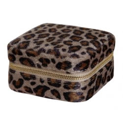 Boîte à bijoux de voyage carrée | Léopard