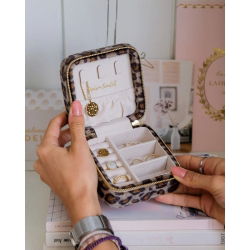 Boîte à bijoux de voyage carrée | Léopard