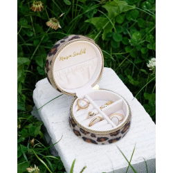 Boîte à bijoux de voyage ronde | Léopard