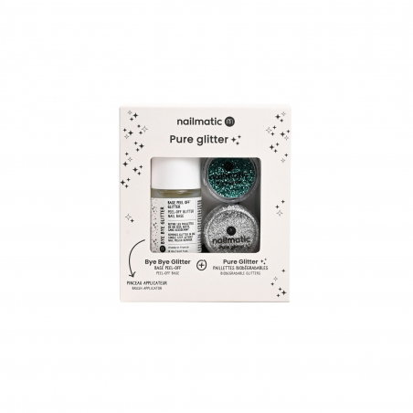 Coffret pure glitter | Argent et turquoise - Nailmatic