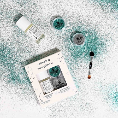 Coffret pure glitter | Argent et turquoise - Nailmatic