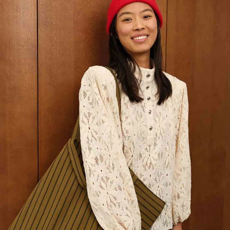 Sac Cabas Elisa | Rayures tennis olive