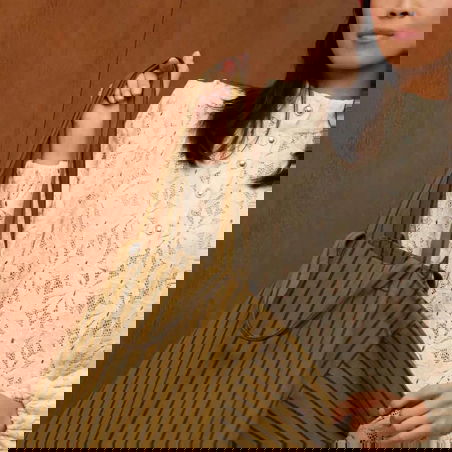 Sac Cabas Elisa | Rayures tennis olive - Rose in April